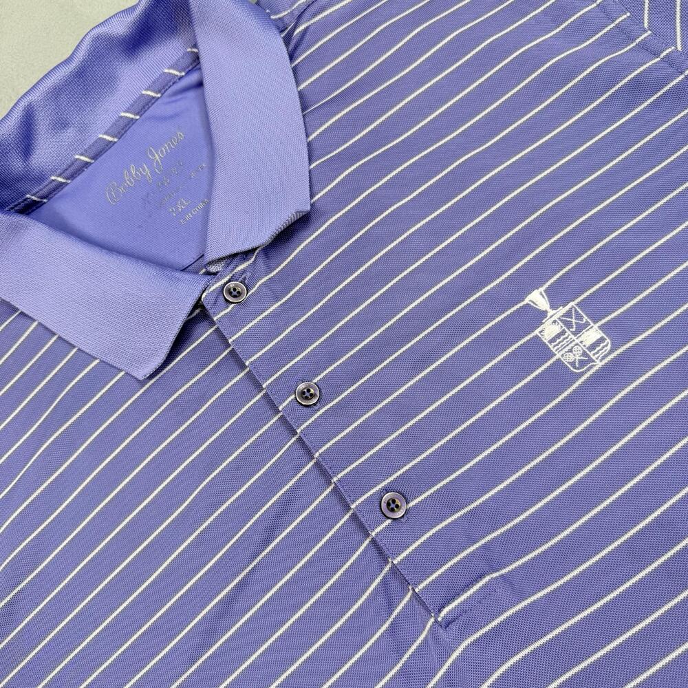 Bobby Jones Polo Shirt Mens 2XL Purple Stripe Golf Stretch Performance Top